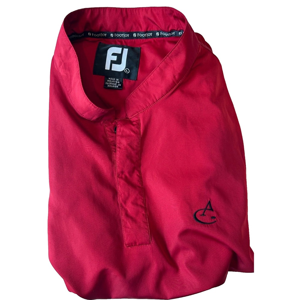 Footjoy Golf Windbreaker Vest Men's Large Red Pullover 1/4 Button‎ Elastic Waist